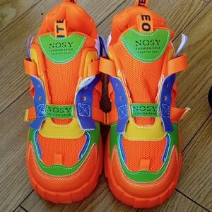 Women's Vibrant Athletic Shoes - Orange, Green, Blue